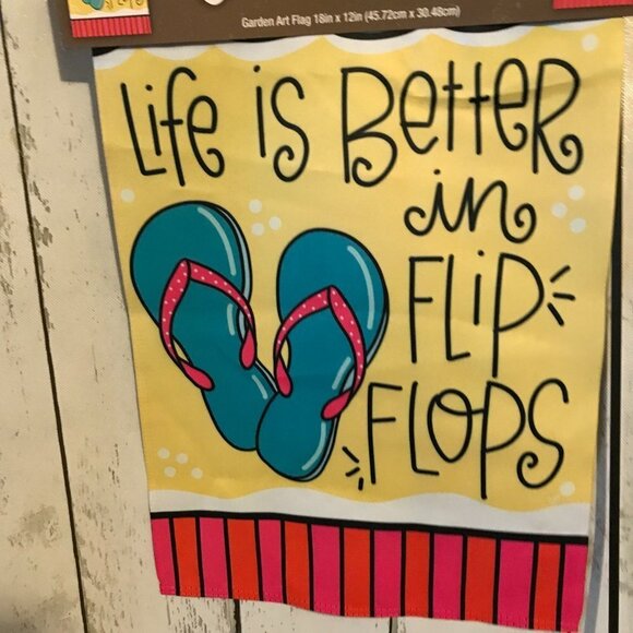 Garden Art Garden Flag 18' x 12" NEW Life is better in flip flops, summer, beach - Picture 2 of 8